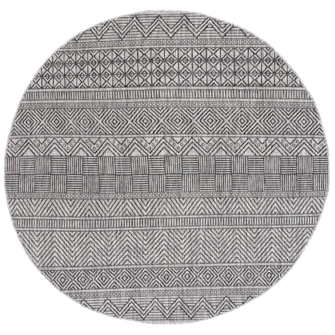 SAFAVIEH Outdoor CY8196-37612 Courtyard Black / Grey Rug Image 1