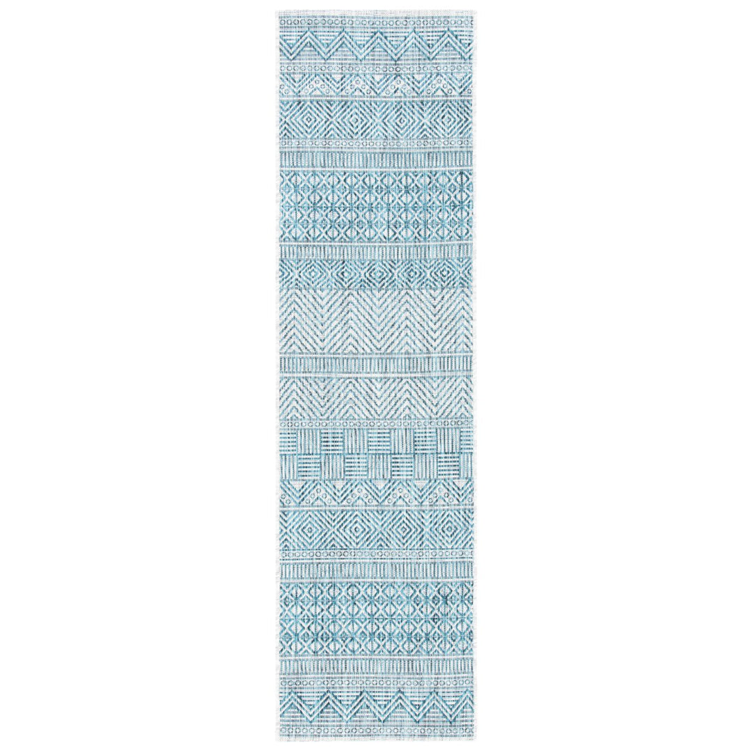 SAFAVIEH Outdoor CY8196-37212 Courtyard Grey / Teal Rug Image 9