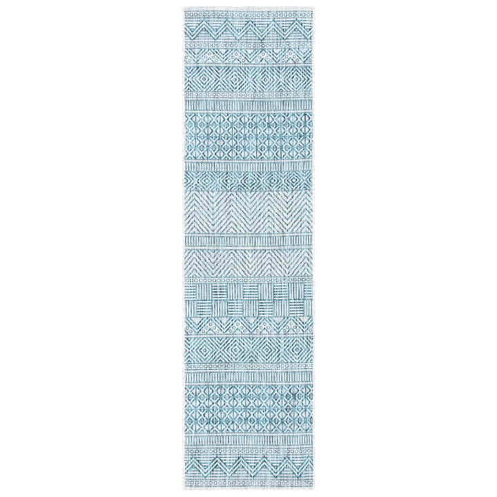 SAFAVIEH Outdoor CY8196-37212 Courtyard Grey / Teal Rug Image 1