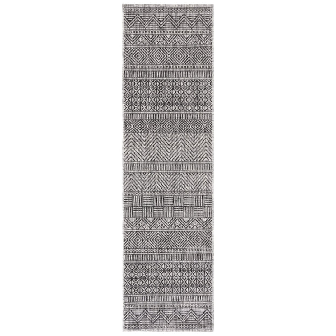 SAFAVIEH Outdoor CY8196-37612 Courtyard Black / Grey Rug Image 1