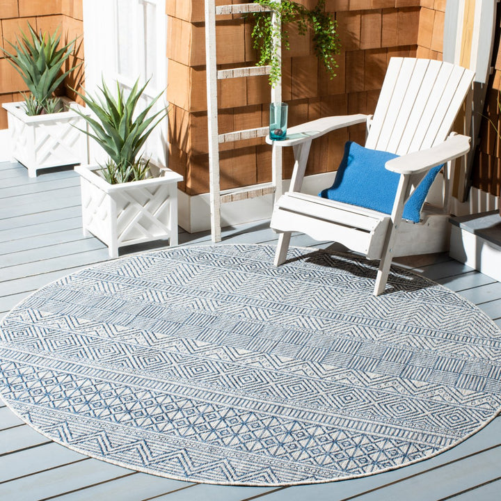 SAFAVIEH Outdoor CY8196-36812 Courtyard Grey / Navy Rug Image 9