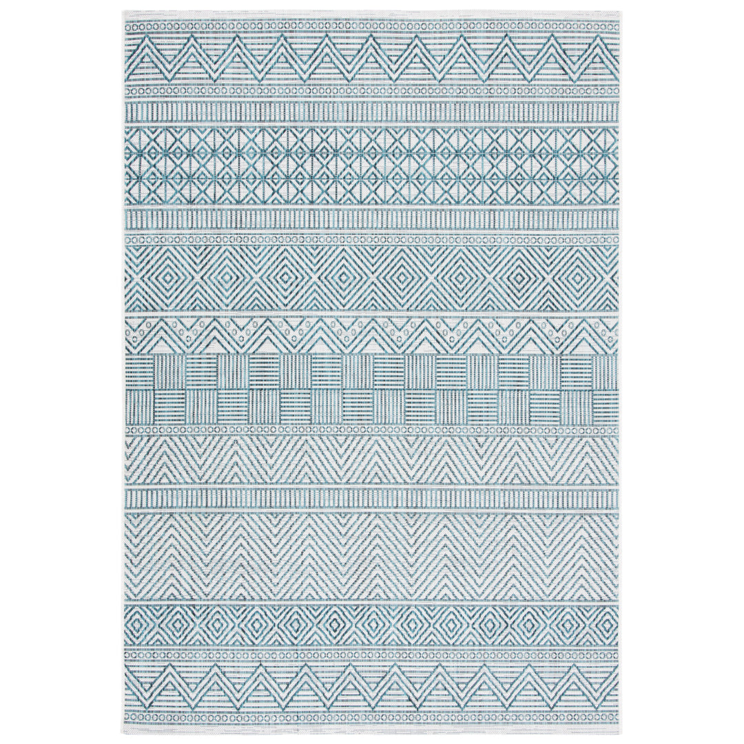 SAFAVIEH Outdoor CY8196-53512 Courtyard Ivory / Turquoise Rug Image 4