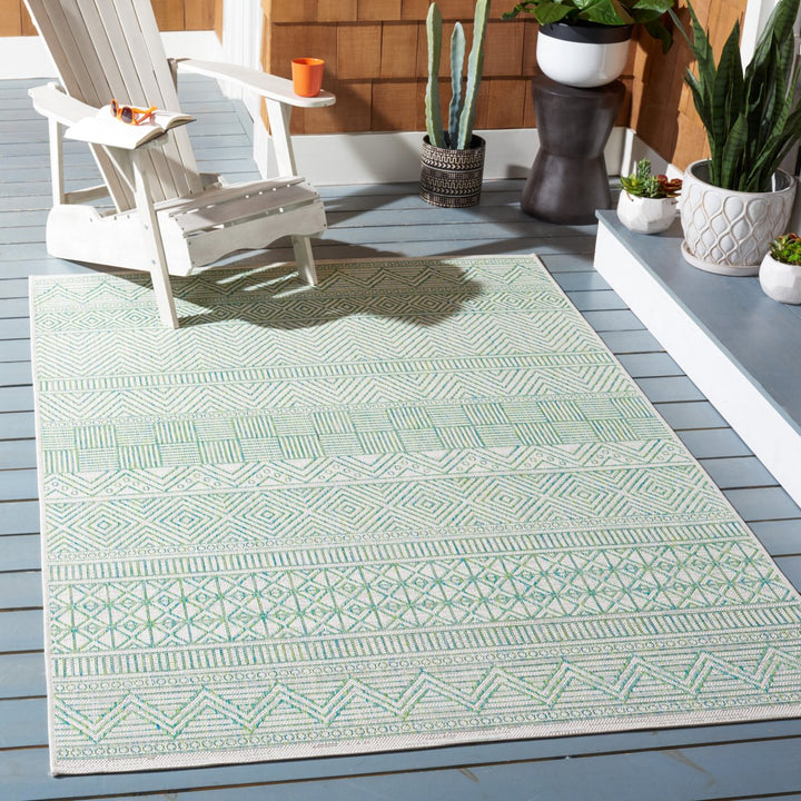 SAFAVIEH Outdoor CY8196-55712 Courtyard Beige / Green Rug Image 1