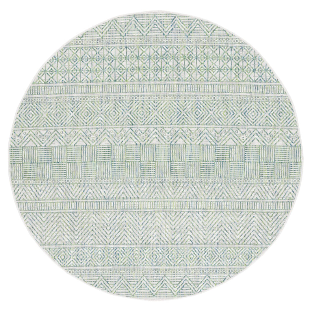 SAFAVIEH Outdoor CY8196-53512 Courtyard Ivory / Turquoise Rug Image 1