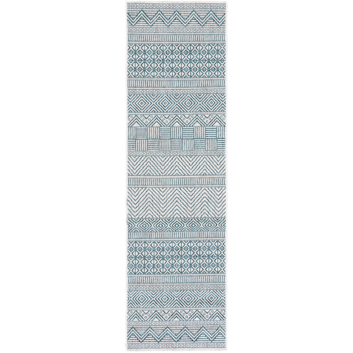 SAFAVIEH Outdoor CY8196-53512 Courtyard Ivory / Turquoise Rug Image 6