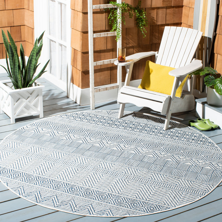SAFAVIEH Outdoor CY8196-53412 Courtyard Ivory / Navy Rug Image 10