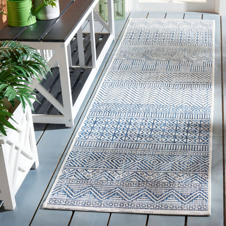 SAFAVIEH Outdoor CY8196-53412 Courtyard Ivory / Navy Rug Image 11
