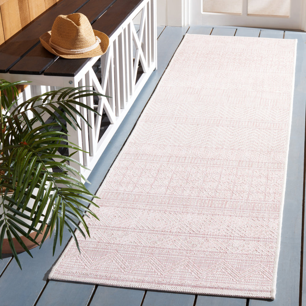 SAFAVIEH Outdoor CY8196-56212 Courtyard Ivory / Pink Rug Image 2
