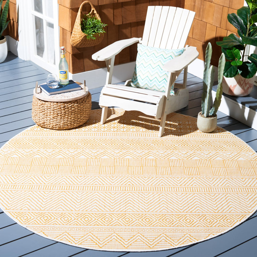 SAFAVIEH Outdoor CY8196-56012 Courtyard Beige / Gold Rug Image 2