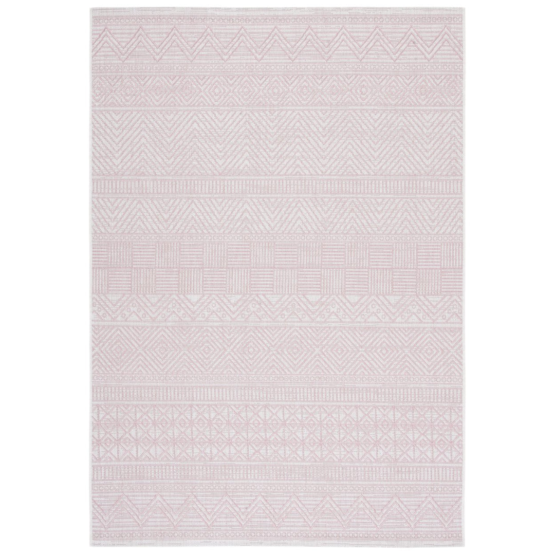 SAFAVIEH Outdoor CY8196-56212 Courtyard Ivory / Pink Rug Image 1