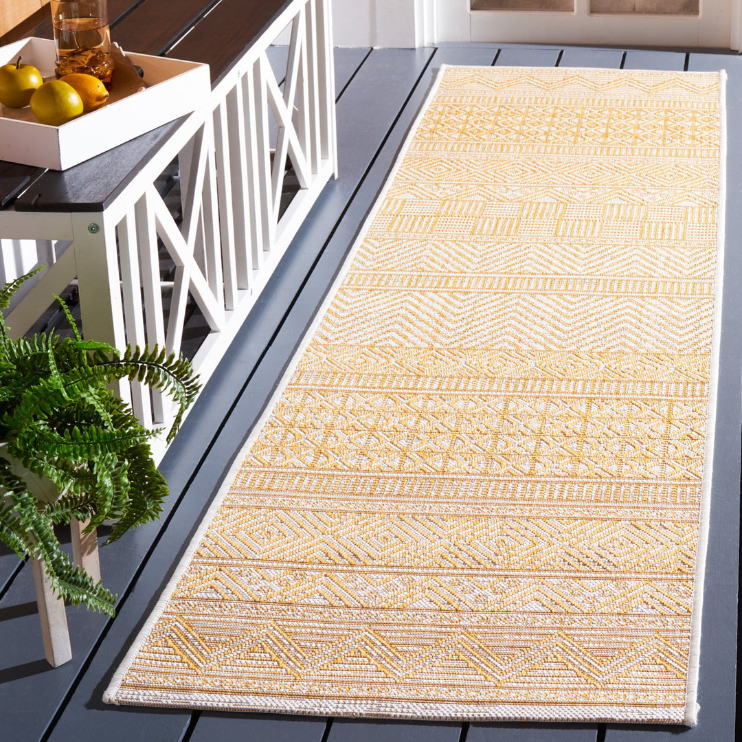 SAFAVIEH Outdoor CY8196-56012 Courtyard Beige / Gold Rug Image 3