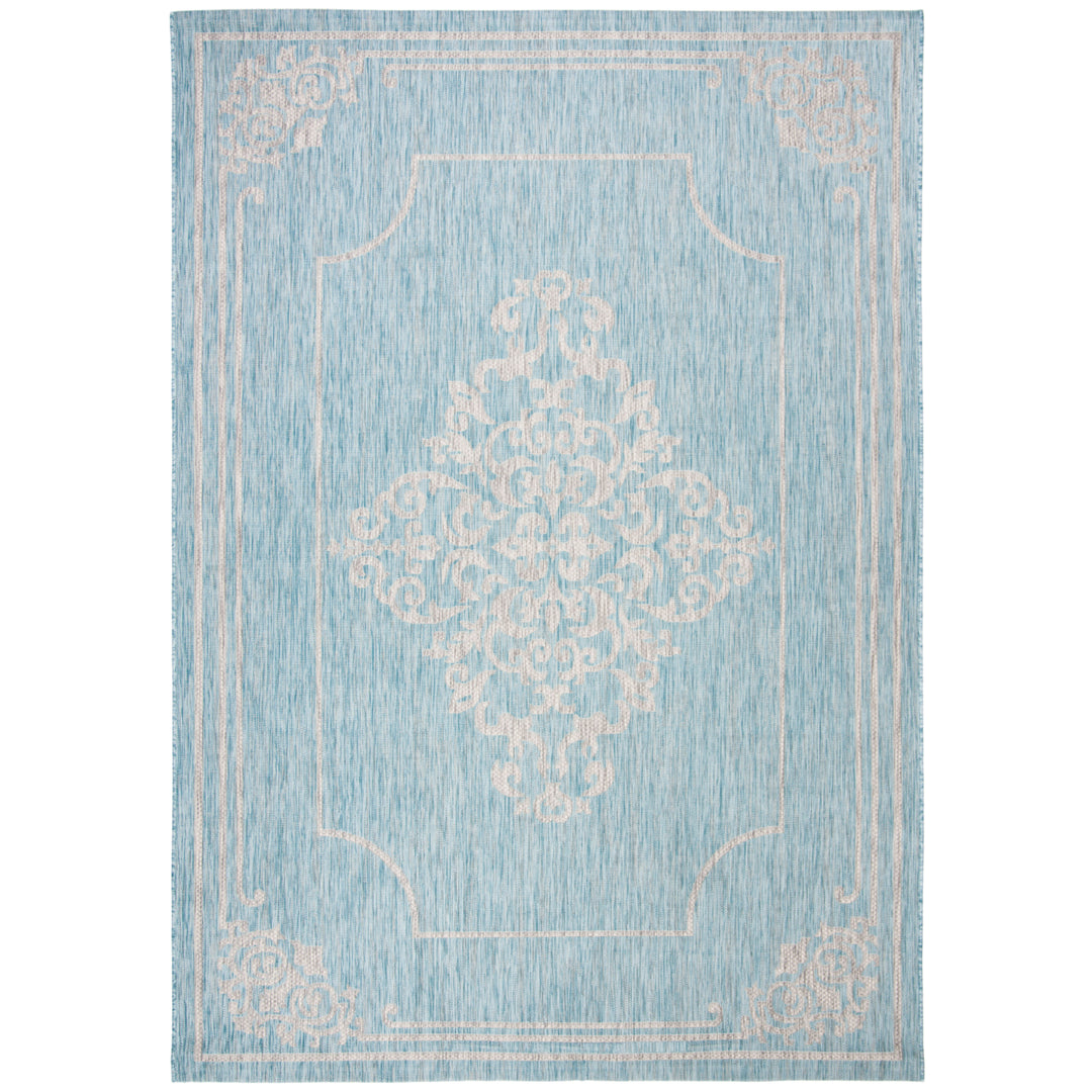 SAFAVIEH Outdoor CY8212-37121 Courtyard Aqua / Grey Rug Image 4