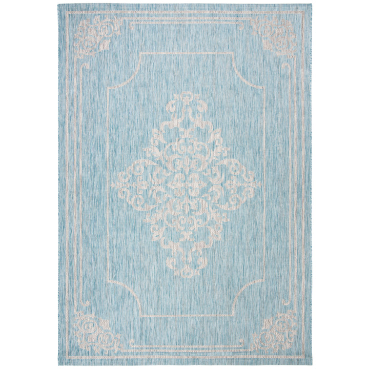 SAFAVIEH Outdoor CY8212-37121 Courtyard Aqua / Grey Rug Image 4