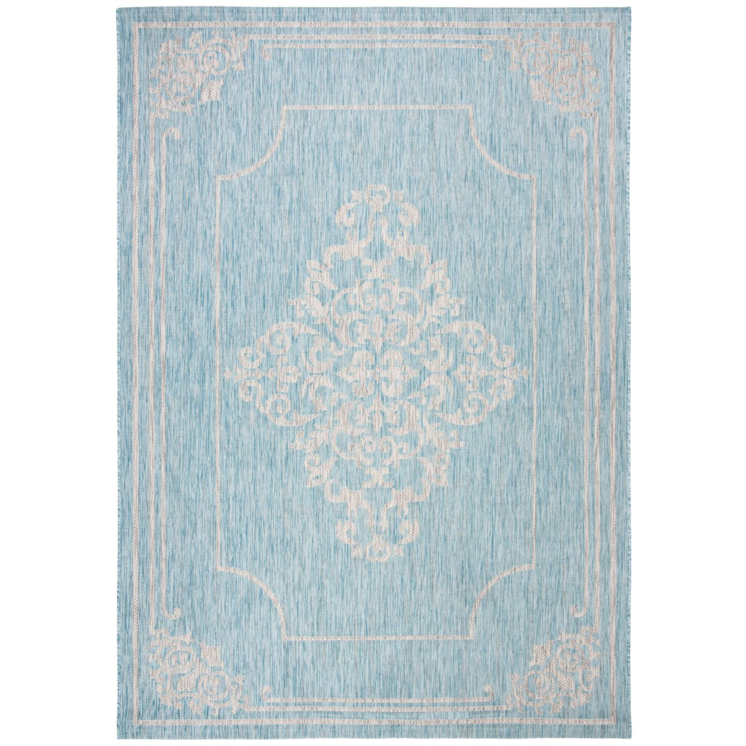 SAFAVIEH Outdoor CY8212-37121 Courtyard Aqua / Grey Rug Image 1