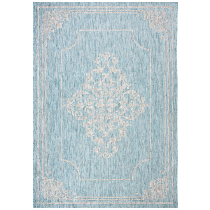 SAFAVIEH Outdoor CY8212-37121 Courtyard Aqua / Grey Rug Image 1