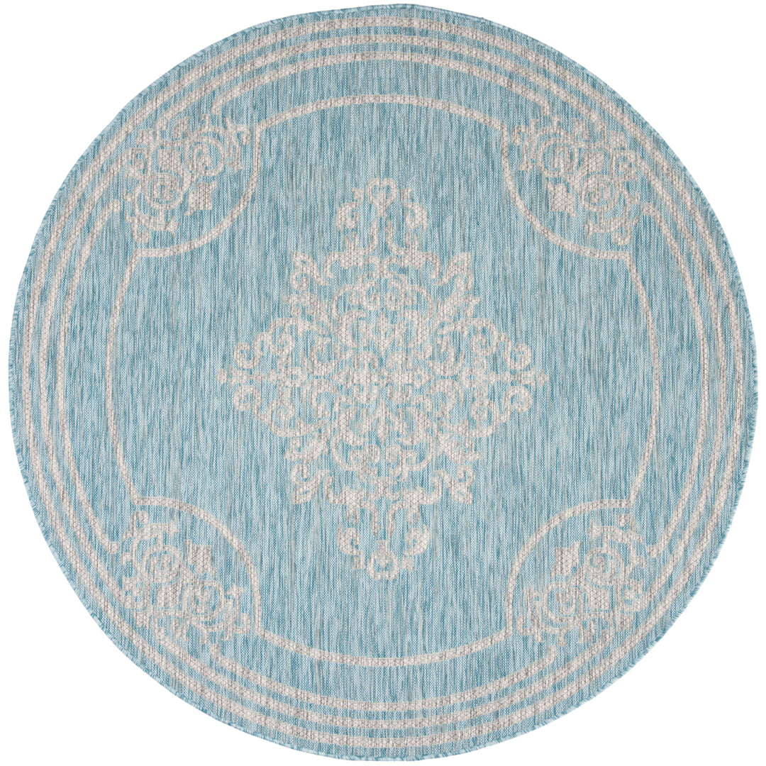 SAFAVIEH Outdoor CY8212-37121 Courtyard Aqua / Grey Rug Image 5