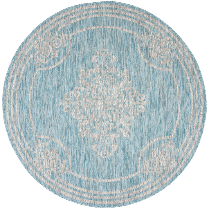 SAFAVIEH Outdoor CY8212-37121 Courtyard Aqua / Grey Rug Image 5