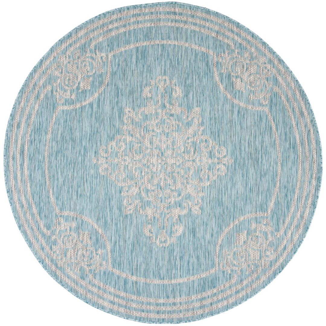 SAFAVIEH Outdoor CY8212-37121 Courtyard Aqua / Grey Rug Image 1