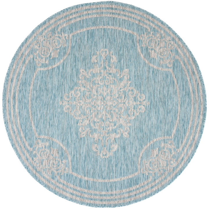 SAFAVIEH Outdoor CY8212-37121 Courtyard Aqua / Grey Rug Image 1