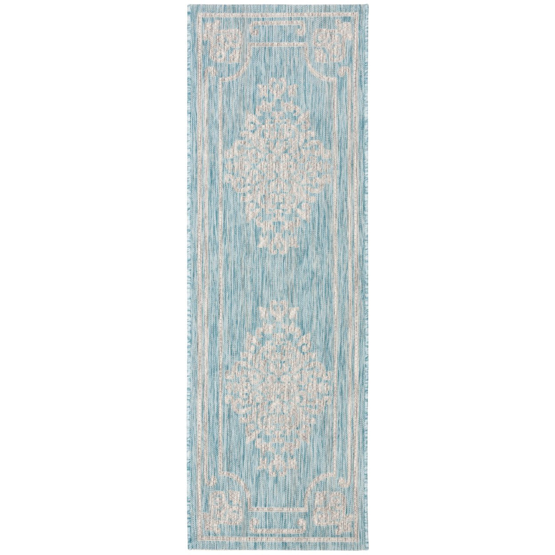 SAFAVIEH Outdoor CY8212-37121 Courtyard Aqua / Grey Rug Image 6