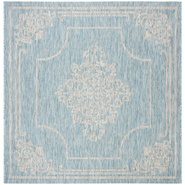 SAFAVIEH Outdoor CY8212-37121 Courtyard Aqua / Grey Rug Image 1