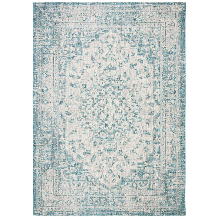 SAFAVIEH Outdoor CY8231-37212 Courtyard Grey / Blue Rug Image 4