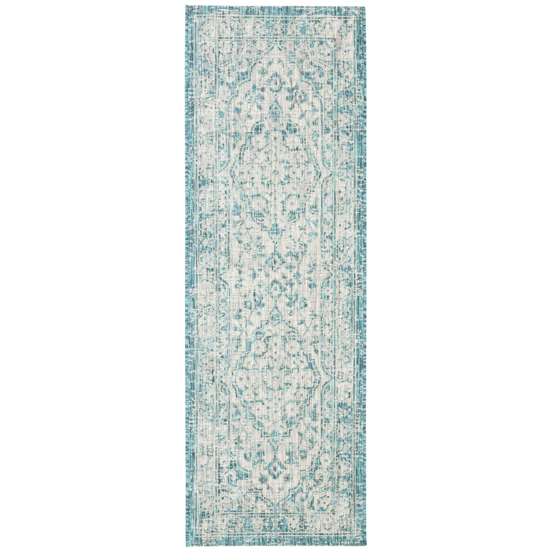 SAFAVIEH Outdoor CY8231-37212 Courtyard Grey / Blue Rug Image 6