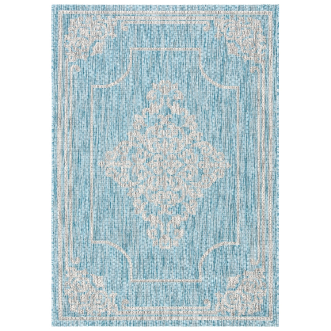 SAFAVIEH Outdoor CY8212-37121 Courtyard Aqua / Grey Rug Image 10