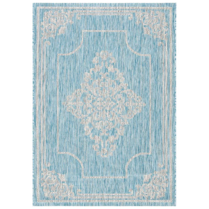 SAFAVIEH Outdoor CY8212-37121 Courtyard Aqua / Grey Rug Image 1