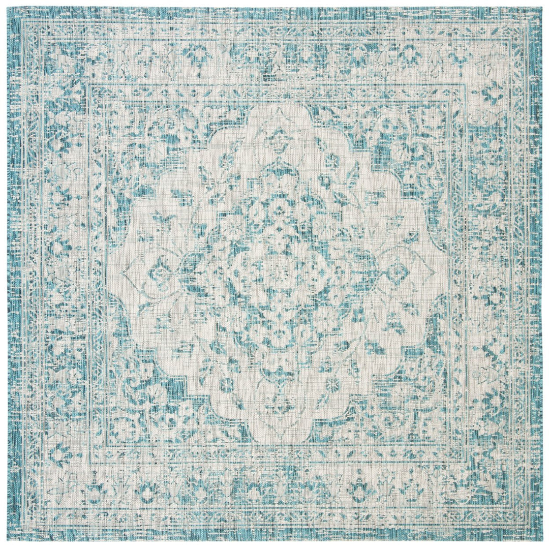 SAFAVIEH Outdoor CY8231-37212 Courtyard Grey / Blue Rug Image 1