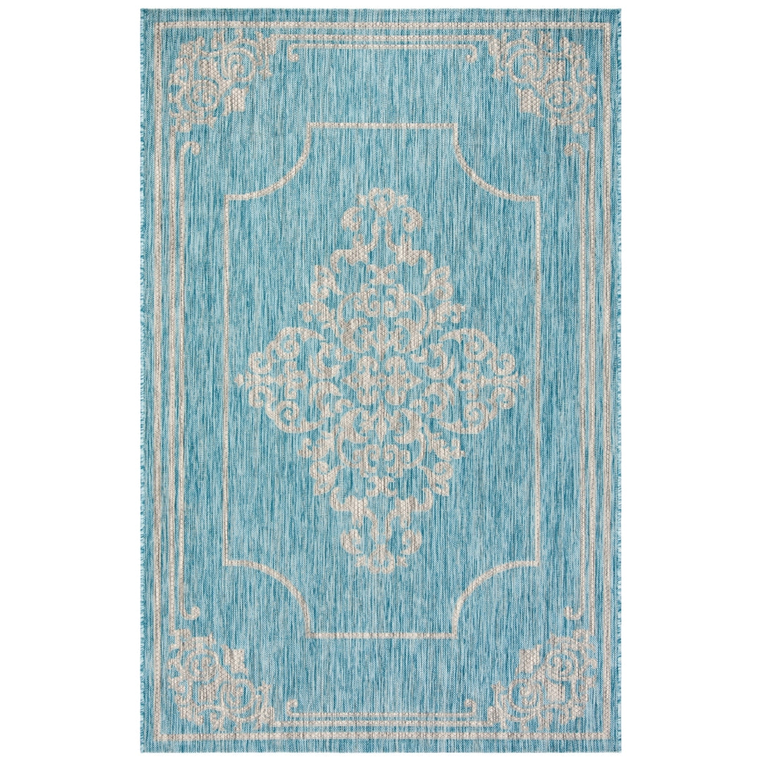 SAFAVIEH Outdoor CY8212-37121 Courtyard Aqua / Grey Rug Image 11