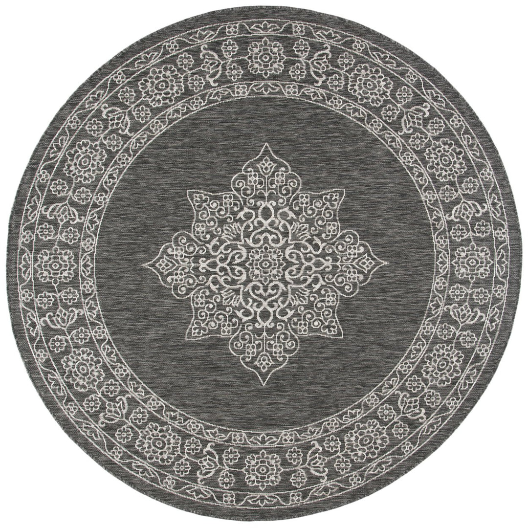 SAFAVIEH Outdoor CY8232-36621 Courtyard Black / Ivory Rug Image 5