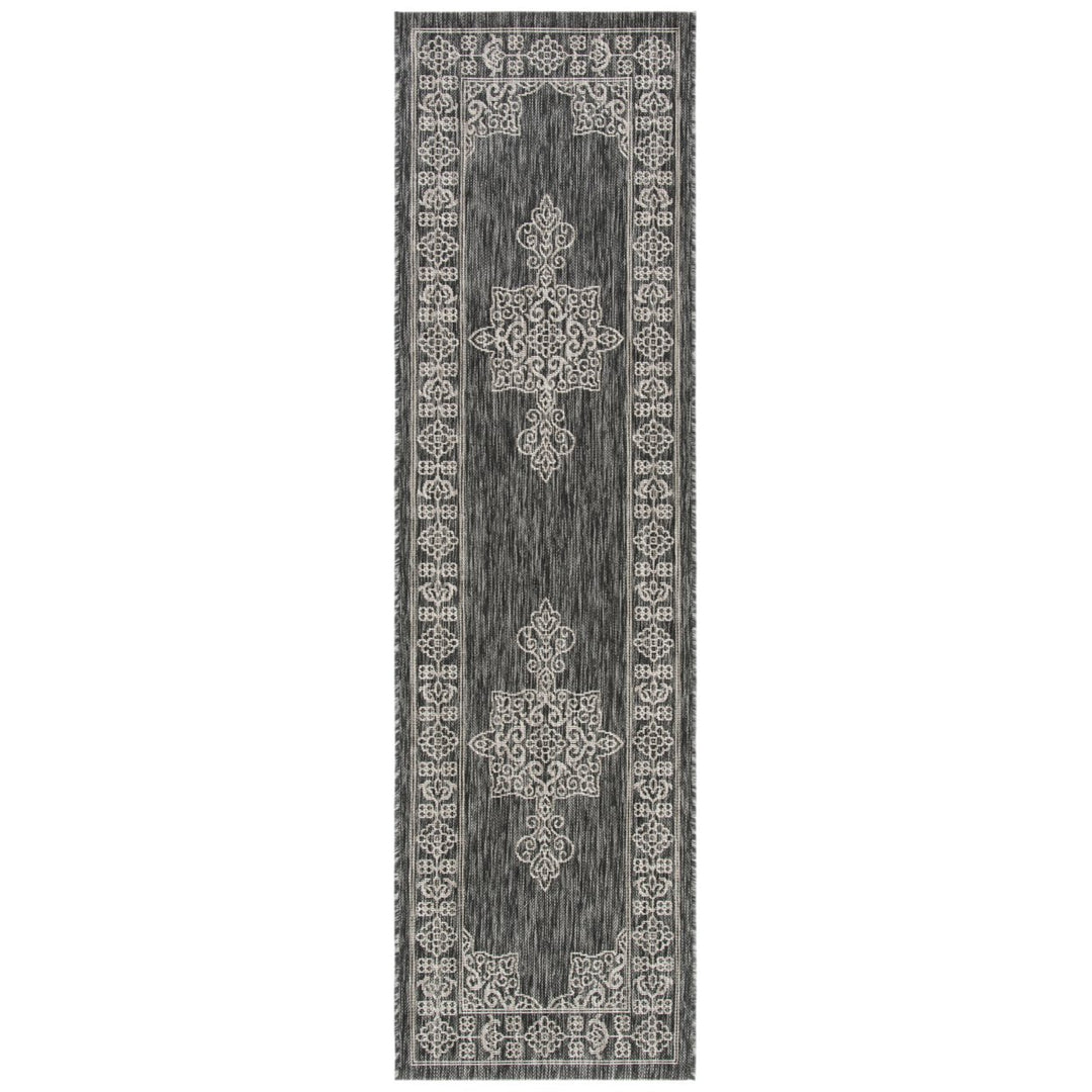 SAFAVIEH Outdoor CY8232-36621 Courtyard Black / Ivory Rug Image 1