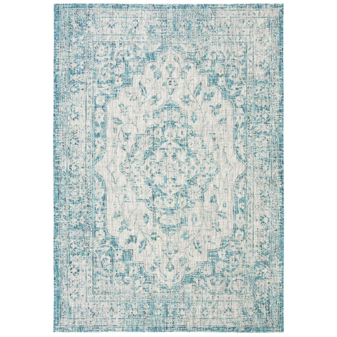 SAFAVIEH Outdoor CY8231-37212 Courtyard Grey / Blue Rug Image 1