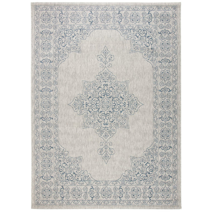 SAFAVIEH Outdoor CY8232-36812 Courtyard Grey / Navy Rug Image 1