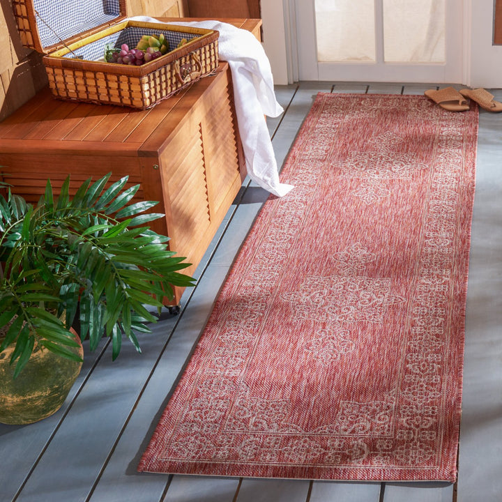 SAFAVIEH Outdoor CY8232-36521 Courtyard Rust / Ivory Rug Image 3