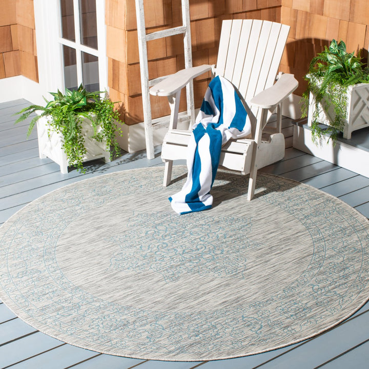 SAFAVIEH Outdoor CY8232-37112 Courtyard Grey / Aqua Rug Image 2