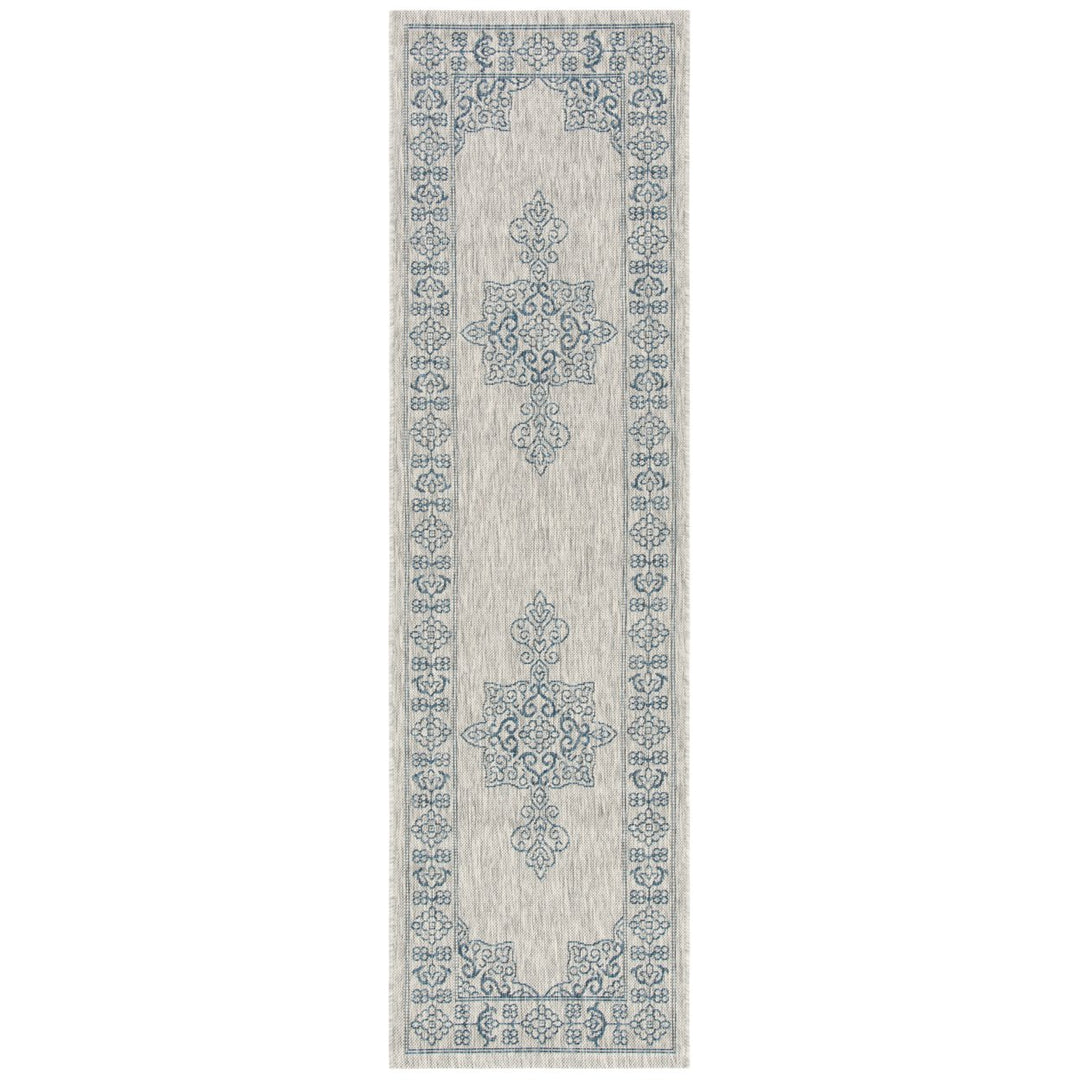 SAFAVIEH Outdoor CY8232-36812 Courtyard Grey / Navy Rug Image 1