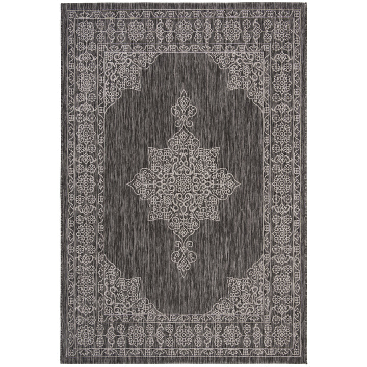 SAFAVIEH Outdoor CY8232-36621 Courtyard Black / Ivory Rug Image 10