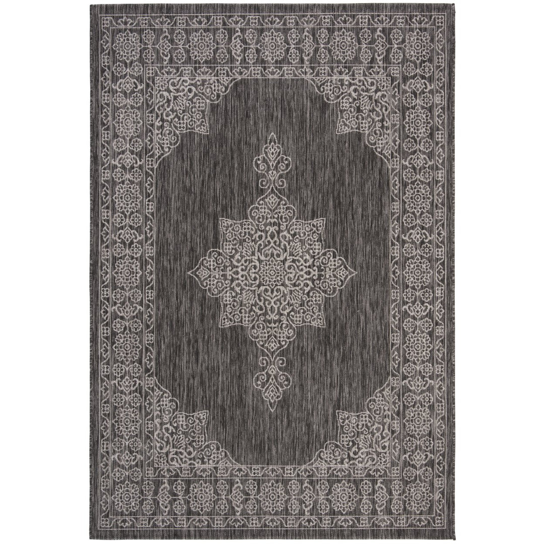 SAFAVIEH Outdoor CY8232-36621 Courtyard Black / Ivory Rug Image 10