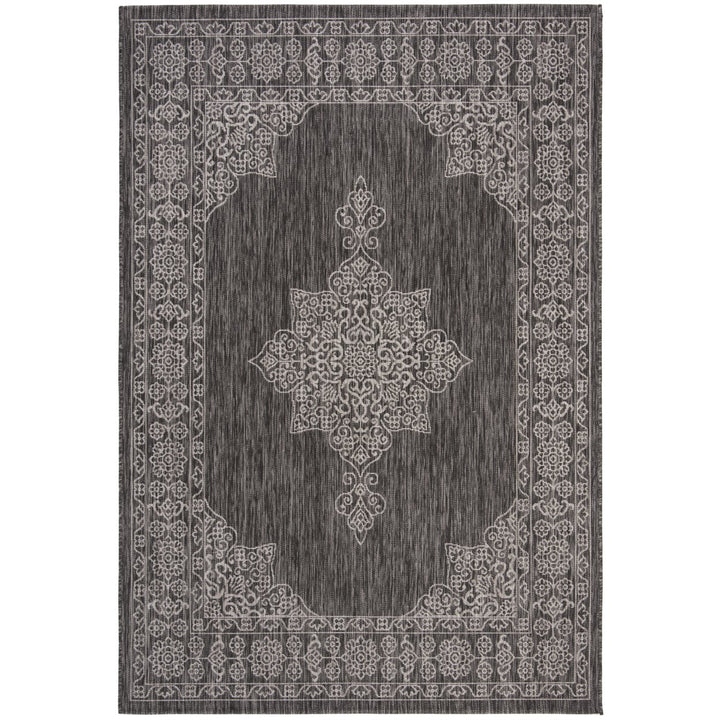 SAFAVIEH Outdoor CY8232-36621 Courtyard Black / Ivory Rug Image 10