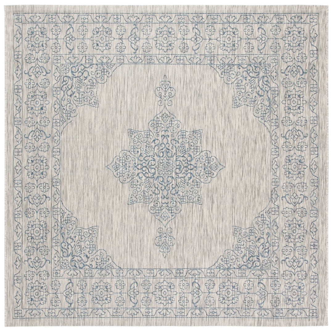 SAFAVIEH Outdoor CY8232-36812 Courtyard Grey / Navy Rug Image 1