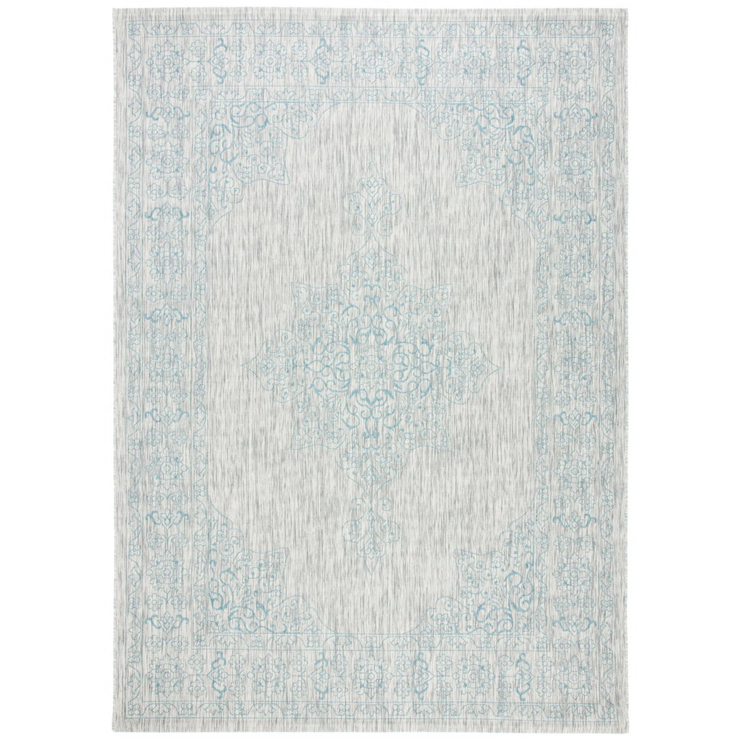 SAFAVIEH Outdoor CY8232-37112 Courtyard Grey / Aqua Rug Image 1