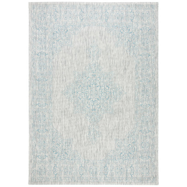 SAFAVIEH Outdoor CY8232-37112 Courtyard Grey / Aqua Rug Image 1