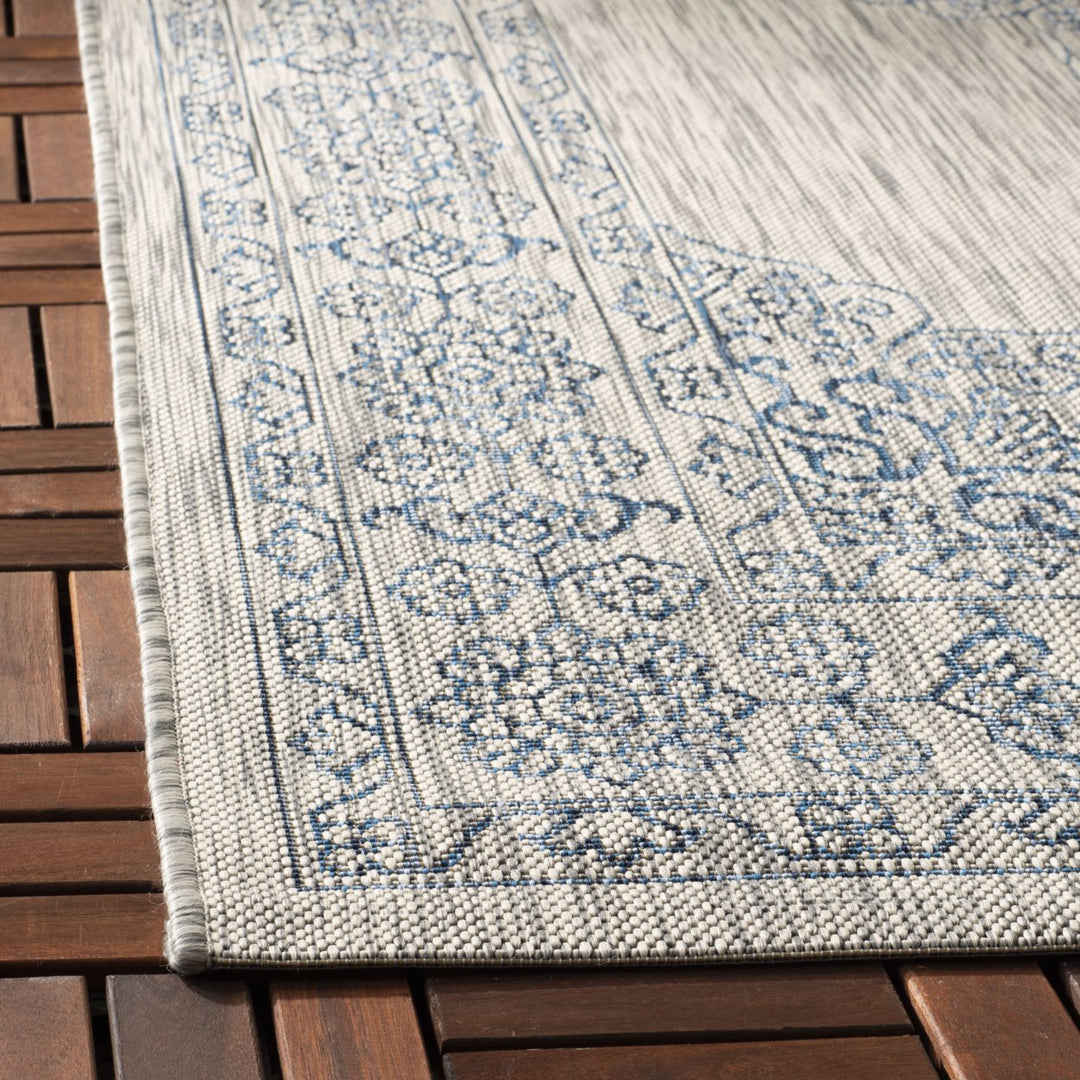 SAFAVIEH Outdoor CY8232-36812 Courtyard Grey / Navy Rug Image 7