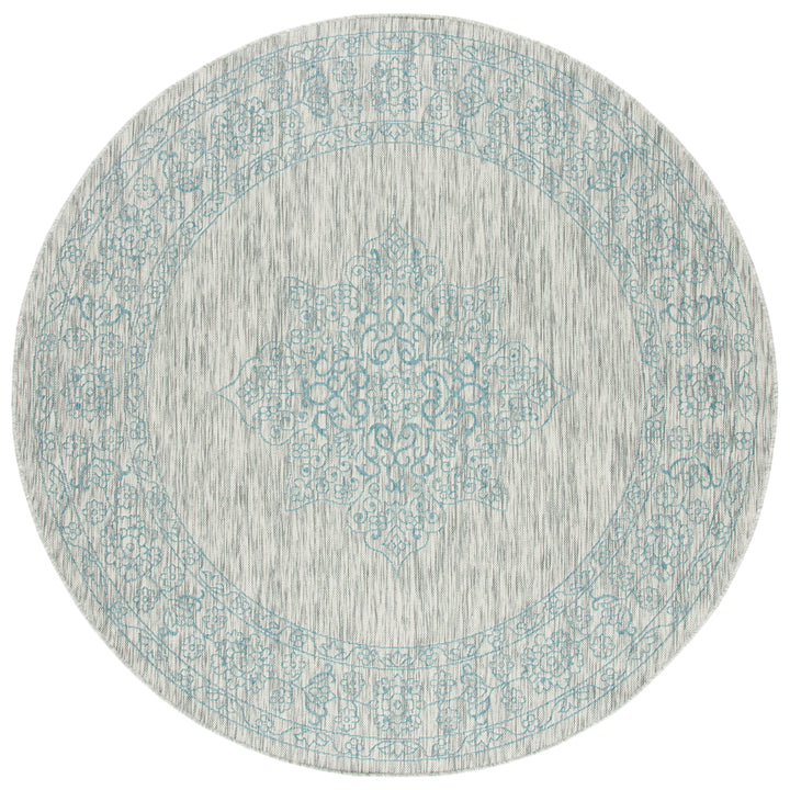 SAFAVIEH Outdoor CY8232-37112 Courtyard Grey / Aqua Rug Image 5