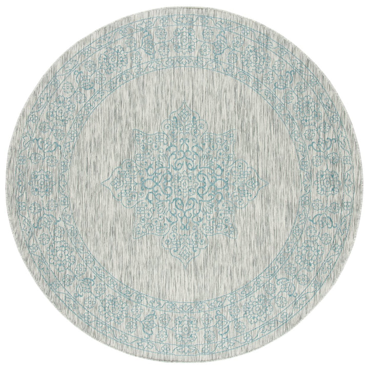 SAFAVIEH Outdoor CY8232-37112 Courtyard Grey / Aqua Rug Image 1