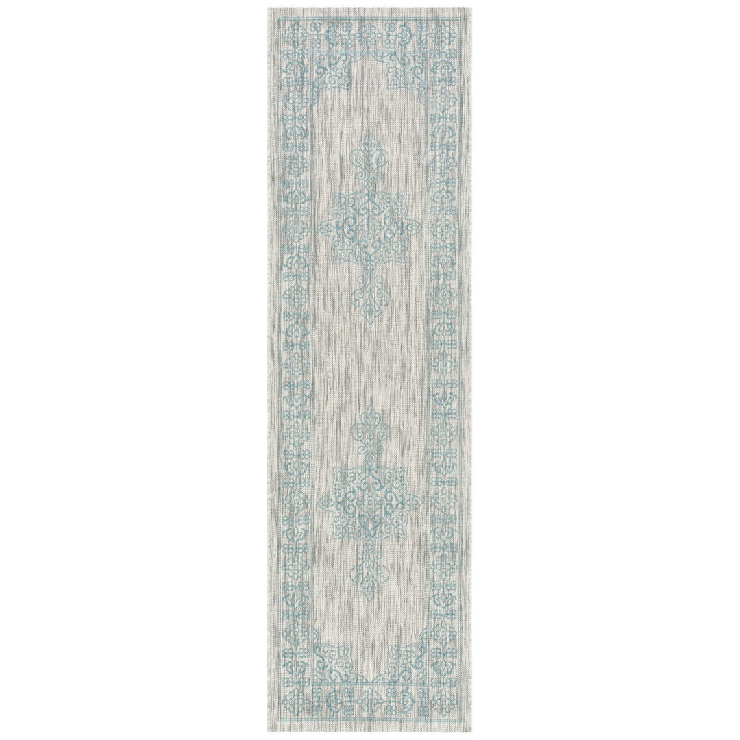 SAFAVIEH Outdoor CY8232-37112 Courtyard Grey / Aqua Rug Image 1