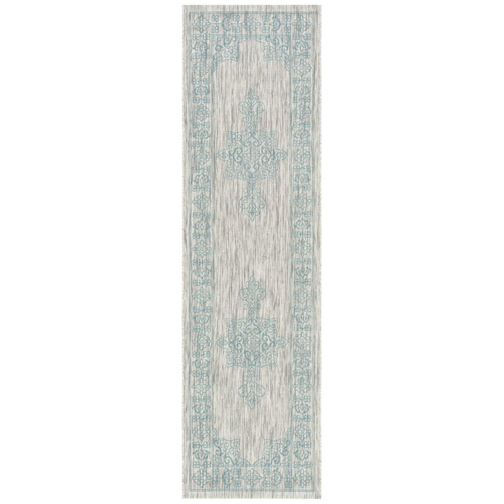 SAFAVIEH Outdoor CY8232-37112 Courtyard Grey / Aqua Rug Image 1