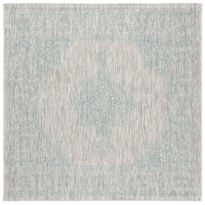 SAFAVIEH Outdoor CY8232-37112 Courtyard Grey / Aqua Rug Image 1